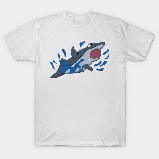 Cute Cartoon Animal Shark Surfing On A Wave T-Shirt by VE_Merchandise